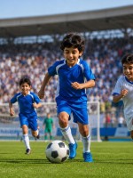 صورة لأطفال يلعبون كرة القدم في الملعب