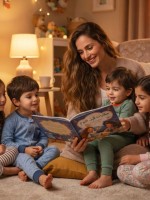 صورة أم تقرأ قصصاً قبل النوم
