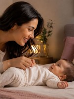صورة لأم تناغي رضيعها