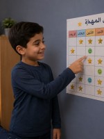 صورة لطفل يستمتع بالجدول البصري