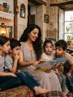صورة أم تقرأ القصص