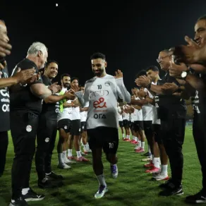 محمد صلاح يمشي عبر الممر الشرفي الذي أنشأه زملاؤه بالمنتخب المصري 