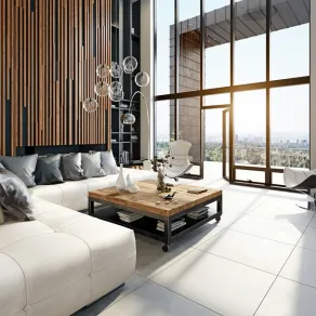 تصميم جاذب لغرفة معيشة واسعة