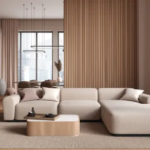 منزل معاصر مميز بحضور الخشب واللون البيج منزل معاصر بيج