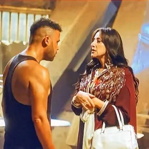 محمد إمام وحنان مطاوع من كواليس مسلسل الكينج - الصورة من حساب محمد إمام على انستغرام