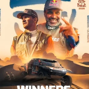 القطري ناصر العطية يفوز برالي داكار السعودية. الصورة من الحساب الرسمي لداكار على منصة x