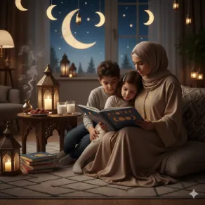 صورة أم مع طفليها