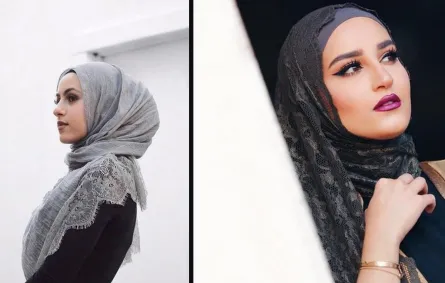 ملابس محجبات : لفات حجاب من الدانتيل الناعم