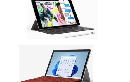 صورة تقارن بين آيباد الجيل التاسع وسرفيس جو 3