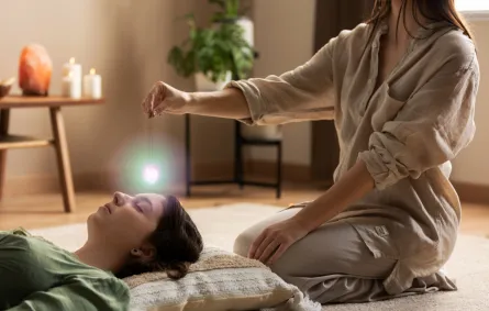 امرأة في جلسة علاج بالطاقة- المصدر freepik