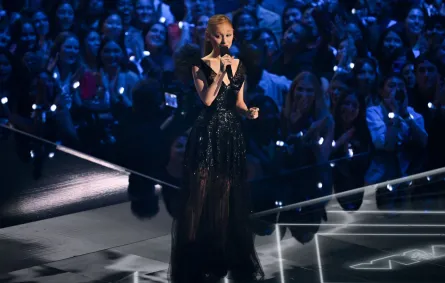 أريانا غراندي Ariana Grande من حفل توزيع جوائز MTV VMAs عام 2025. مصدر الصورة: ANGELA WEISS / AFP 