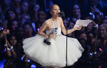 أريانا غراندي Ariana Grande من حفل توزيع جوائز MTV VMAs عام 2025. مصدر الصورة: ANGELA WEISS / AFP