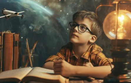 صورة لطفل مفكر وذكي