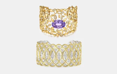 أساور ذهبية عريضة منقوشة