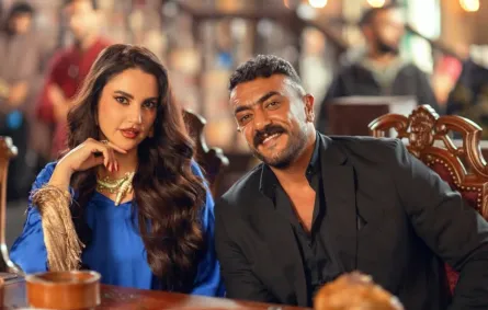 دُرّة مع أحمد العوضي في أول ظهور من كواليس مسلسل «علي كلاي» - الصورة من حساب أحمد العوضي على الفيس بوك