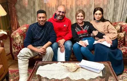 مي كساب وهبة مجدي والمخرج إبراهيم فخر ومحمد جمعة من كواليس نون النسوة - الصورة من صفحة محمد جمعة على فيس بوك