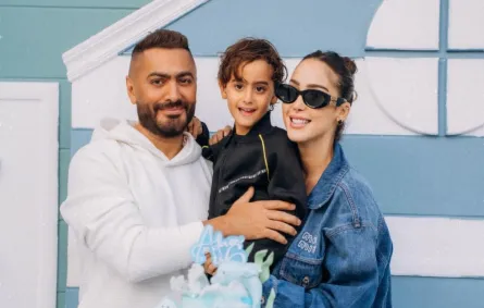 بسمة بوسل وتامر حسني وابنهما آدم - الصورة من حساب بسمة على إنستغرام