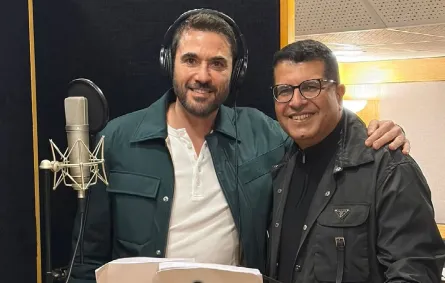 أحمد عز والمؤلف أيمن سلامة من تسجيل مسلسل الفهلو- الصورة من حساب أيمن سلامة على إنستغرام