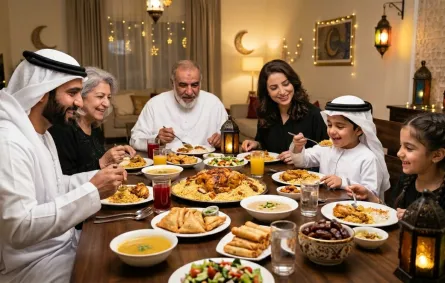 صورة عائلة مع الأطفال في رمضان