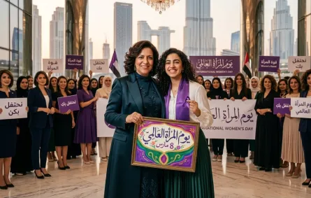صورة أم وابنتها في يوم المرأة العالمي