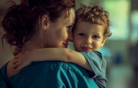 صورة تعبر عن علاقة رائعة بين أم وطفلها