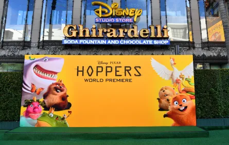 برومو فيلم Hoppers - Jumpers الكرتوني  View of the step and repeat during the world premiere of Disney and Pixar's HOPPERS at El Capitan Theatre in Los Angeles, California- مصدر الصورة Alberto E. Rodriguez / GETTY IMAGES NORTH AMERICA / Getty Images via AFP