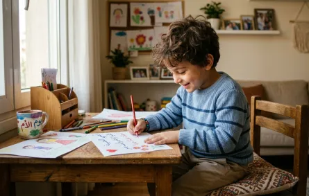 صورة طفل يكتب رسالة