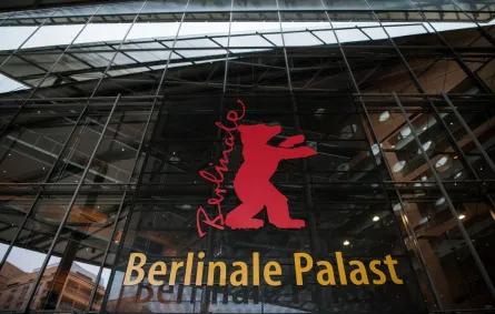 لوغو مهرجان برلين السينمائي الدولي. مصدر الصورة: STEFANIE LOOS / AFP