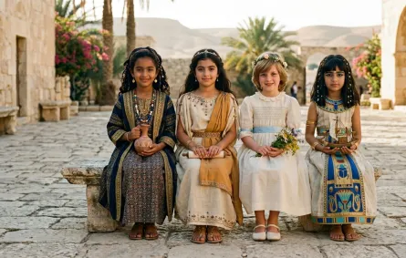 صورة بلقيس ملكة سبأ وزنوبيا ملكة تدمر وديانا أميرة ويلز عندما كن طفلات بعمر 9 سنوات، في صورة تخيلية واقعية