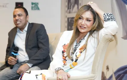 ليلى علوي من ندوتها بمهرجان أسوان- الصورة من المكتب الاعلامي للمهرجان 