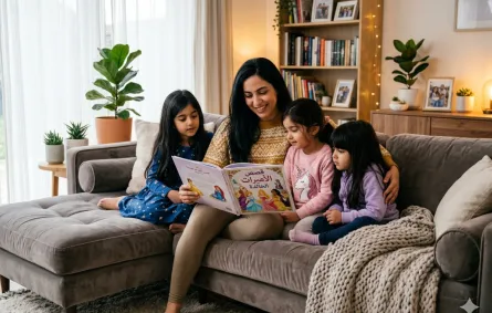 صورة أم تقرأ القصص
