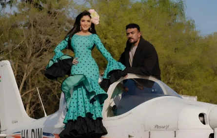 مي عمر وأحمد العوضي من كواليس شمشون ودليلة- الصورة من صفحة أحمد العوضي على فيسبوك