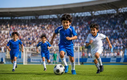 صورة لأطفال يلعبون كرة القدم في الملعب