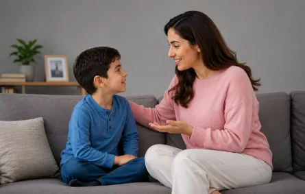 صورة تعبر عن أسلوب تربوي جيد بين الأم وطفلها