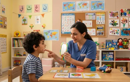 صورة لدكتورة تخاطب مع طفلها