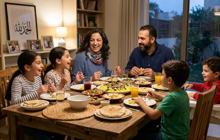 صورة لأسرة تتناول الطعام