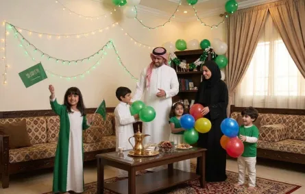 صورة لعائلة سعودية تحتفل بهذا اليوم