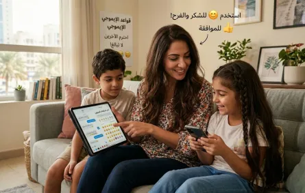 صورة تعليم الأطفال آداب استخدام الإيموجي