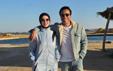 سامح حسين وزوجته وسام حامد