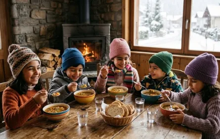صورة لأطفال يتناولوا الحساء