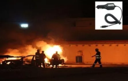 حريق داخل سيارة في القصيم بسبب شاحن جوال