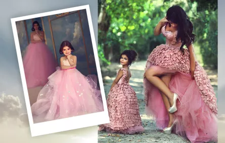 فساتين زفاف متشابهة للعروس والفتيات الصغيرات