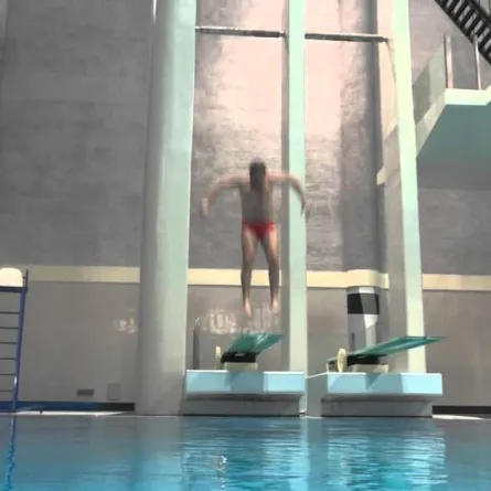شاب حاول الاستعراض في المسبح فخبط برأسه