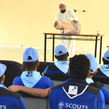 تأهيل إسعافي لجوالة وكشافة التدريب التقني المشاركين في الحج