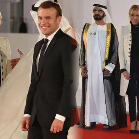 شاهدي إطلالة بريجيت ماكرون في أبو ظبي