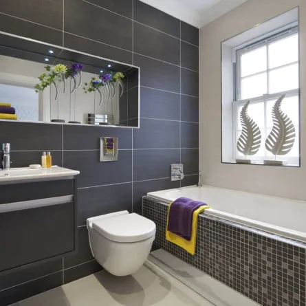 ديكورات حمامات مودرن رمادية