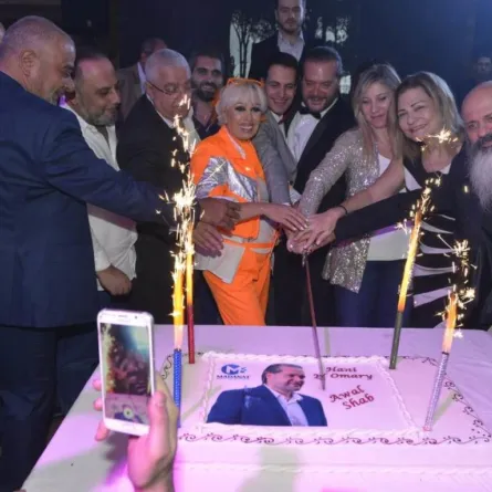 الليدي مادونا تحتفل مع هاني العمري بإطلاق أغنيته "أول شب"