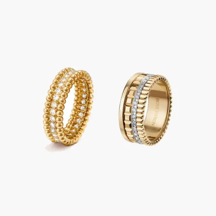 خواتم ذهب وألماس عريضة للمرأة صاحبة الأسلوب الجذاب