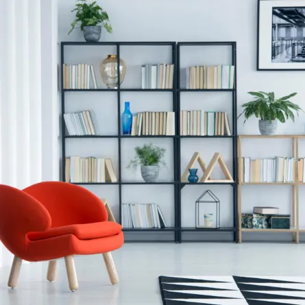  الكتب الورقيّة في ديكور غرف المعيشة