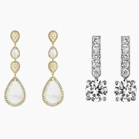 أقراط متدلية من الألماس لإطلالة عروس جذابة